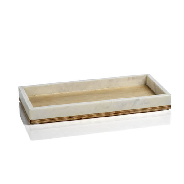 Loon Peak® Aimee Marble and Balsa Wood Bathroom Accessory Tray